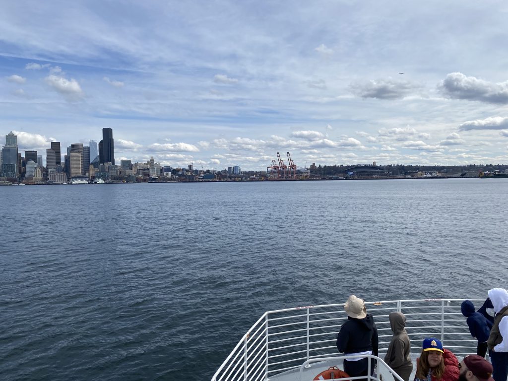 View of south end of Seattle downtown from a boat